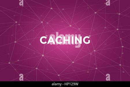 caching white tetx illustration with purple constellation map as background Stock Vector
