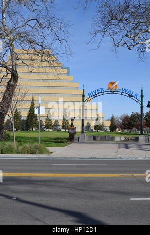 West Sacramento, California, U.S.A. 12 February 2017. Sign for the River Walk Park in the West Sacramento. The River Walk Park goes along the Sacramen Stock Photo