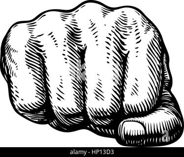 Fist, hand gesture sketch. Punch symbol. Vector illustration Stock Vector