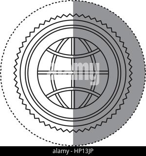 sticker monochrome of circular frame with ecologic world vector ...