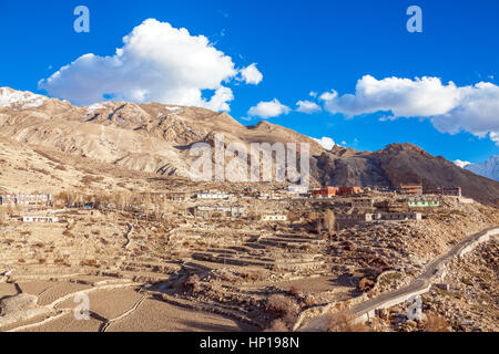 Nako village (3625 m) is the biggest in the upper of the Spiti valley, Himachal Pradesh, India. Stock Photo