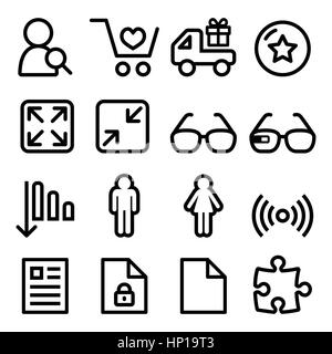 Web menu navigation line icons set - shopping, document Stock Vector