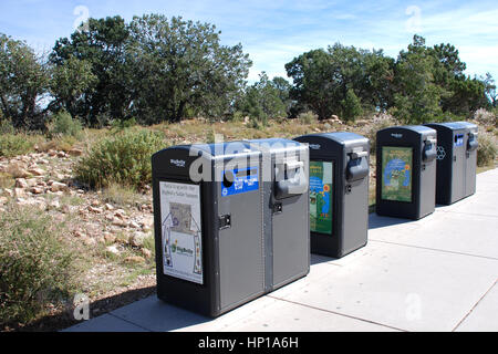 Recycling bins Grand Canyon USA Stock Photo