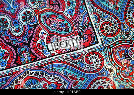 Liberty Paisley Pattern silk scarf from Liberty's London the up market department store. Stock Photo