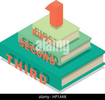 Books pyramid infographic. Isometric flat vector Stock Vector