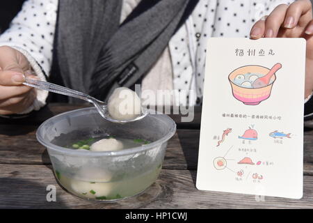 Fuzh, Fuzh, China. 16th Feb, 2017. Fuzhou, CHINA-February 16 2017: (EDITORIAL USE ONLY. CHINA OUT) Fish balls. There are various delicious traditional food in Fuzhou, southeast China's Fujian Province. Credit: SIPA Asia/ZUMA Wire/Alamy Live News Stock Photo