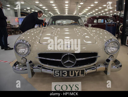 Olympia, London, UK. 17th Feb, 2017. Historic automobile fair and auction preview day. Historic ultra-luxury cars available for private owners and collectors looking to invest in a variety of cars with a COYS auction on Saturday 18th February. Credit: Malcolm Park editorial/Alamy Live News Stock Photo