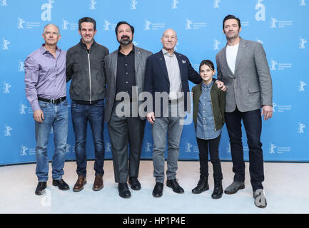 Berlin, Germany. 17th Feb, 2017. Cast members attend a photocall for the film 'Logan' during the 67th Berlinale International Film Festival in Berlin, capital of Germany, on Feb. 17, 2017. Credit: Shan Yuqi/Xinhua/Alamy Live News Stock Photo