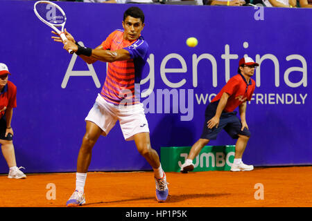 Buenos Aires, Argentina. 17th Feb, 2017. Thiago Monteiro, from Brazil, during the game for quarterfinal match of Buenos Aires ATP 250. Credit: Néstor J. Beremblum/Alamy Live News  Stock Photo