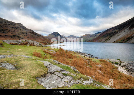 Wastwater in the Lake District looking out to Scafell Pike Stock Photo