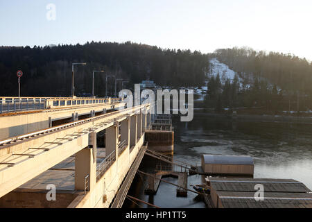 TREBENICE, CZECH REPUBLIC - FEBRUARY 14, 2017:Slapy Water Reservoir that forms part of the Vltava Cascade (Vltavska kaskada) water management system Stock Photo