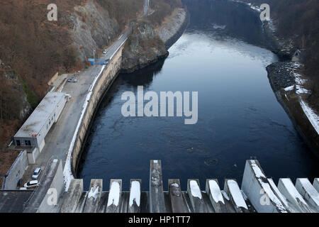 TREBENICE, CZECH REPUBLIC - FEBRUARY 14, 2017:Slapy Water Reservoir that forms part of the Vltava Cascade (Vltavska kaskada) water management system Stock Photo