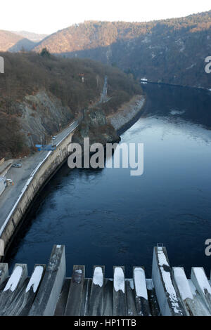 TREBENICE, CZECH REPUBLIC - FEBRUARY 14, 2017:Slapy Water Reservoir that forms part of the Vltava Cascade (Vltavska kaskada) water management system Stock Photo