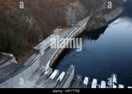 TREBENICE, CZECH REPUBLIC - FEBRUARY 14, 2017:Slapy Water Reservoir that forms part of the Vltava Cascade (Vltavska kaskada) water management system Stock Photo