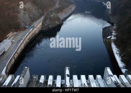 TREBENICE, CZECH REPUBLIC - FEBRUARY 14, 2017:Slapy Water Reservoir that forms part of the Vltava Cascade (Vltavska kaskada) water management system Stock Photo