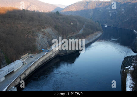 TREBENICE, CZECH REPUBLIC - FEBRUARY 14, 2017:Slapy Water Reservoir that forms part of the Vltava Cascade (Vltavska kaskada) water management system Stock Photo