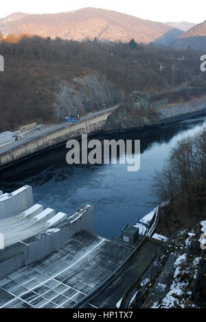 TREBENICE, CZECH REPUBLIC - FEBRUARY 14, 2017:Slapy Water Reservoir that forms part of the Vltava Cascade (Vltavska kaskada) water management system Stock Photo