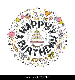 Poster for the birthday greetings. Hands painted birthday gifts Stock Vector