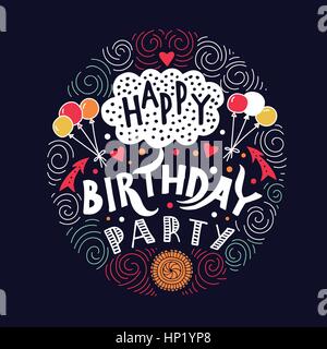 Poster for the birthday greetings. Hands painted birthday gifts Stock Vector