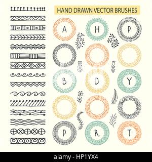 vector set of brushes with outer and inner corner tiles Stock Vector