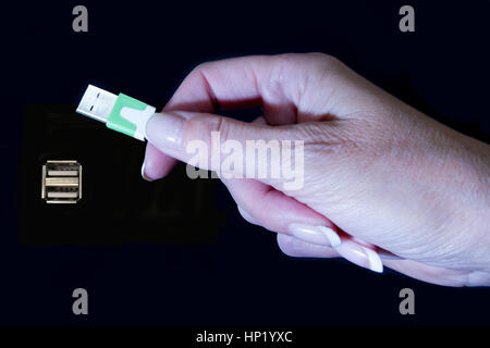 Female hand with USB Stock Photo
