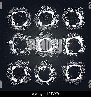 floral frames for text. Hand drawing Stock Vector