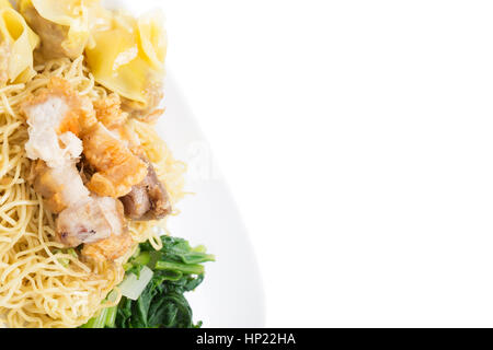 noodle on dish isolated on white background Stock Photo