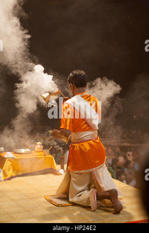 Ganga,Ganga Aarti,Varanasi,Benares,ancient,city,on,banks,of,sacred,River,Ganges,bathing,ghats,Uttar,Pradesh,India,Indian,Asia,Asian, Stock Photo