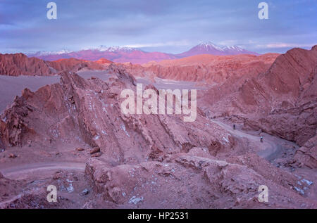 Panorama, skyline. Valle de la Muerte, Death valley, in background Andes mountains, Atacama desert, Chile Stock Photo