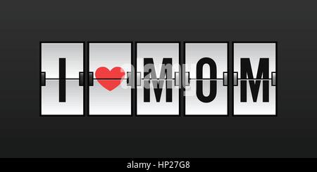 I Love Mom Vector Illustration in Airport Flip Board Concept Stock Vector