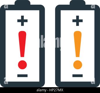 Battery with Exclamation Mark. Eps 8 supported. Stock Vector
