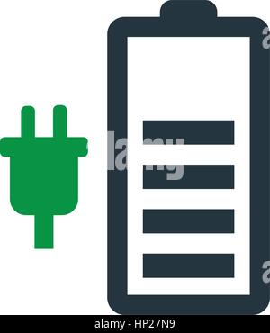 Battery with Power Plug Icon Design. Stock Vector