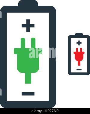 Battery with Power Plug Icon Design. Stock Vector