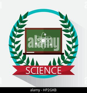 chalkboard science biology atom emblem vector illustration eps 10 Stock Vector
