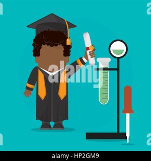 graduate student certificate with testt tube science school vector illustration eps 10 Stock Vector