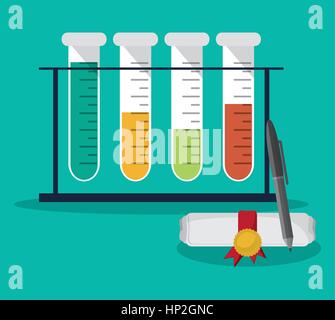 testt tube certificate and pen school icon vector illustration eps 10 Stock Vector