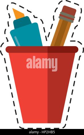 cartoon cup pencil school utensil vector ilustration eps 10 Stock Vector