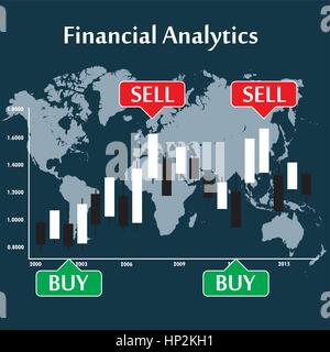 Japanese candlestick chart showing  trend, vector Stock Vector