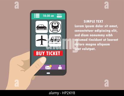 Flat design style vector illustration of modern smartphone with delivery icons on the screen. Near field communication technology concept Stock Vector