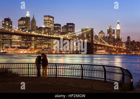 Brooklyn bridge and Downtown.New York City, USA Stock Photo