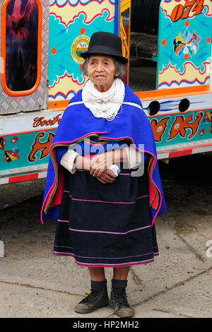 SILVIA, COLOMBIA - SEPTEMBER 04: Colombian ethnic women,  Guambiano Indigenous group, in national clothes on the the Silvia Market on September 04, 20 Stock Photo