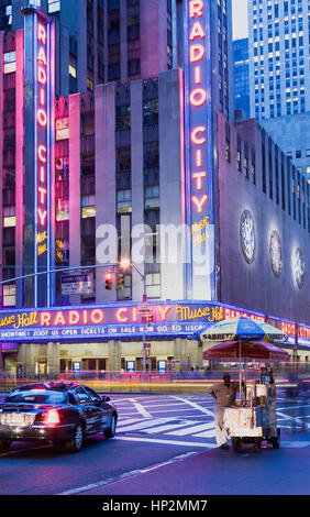 Exterior, facade. Radio City Music Hall. 51 St at Sixth Av, New York City, USA Stock Photo