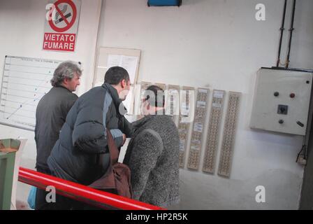 Milan (Italy), entry of a factory industrial dyeing of fabrics Stock Photo