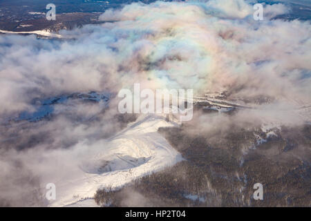 Opencast mining of granite, top view Stock Photo