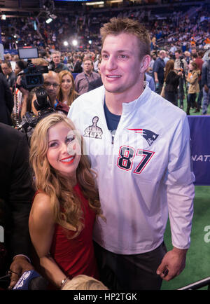 Former NFL tight end Rob Gronkowski reacts before the LA Bowl NCAA