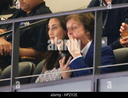 Sir Paul McCartney and Nancy Shevell attend Super Bowl XLVII in New Orleans, Louisiana, February 3, 2013. Photo by Francis Specker Stock Photo