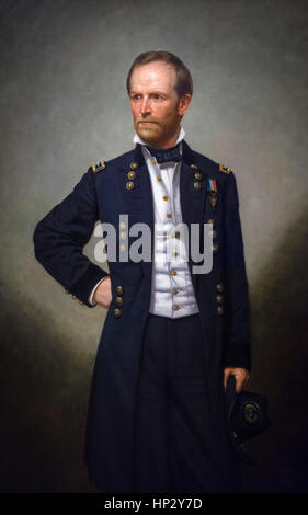 William T Sherman. Portrait of Civil War Union army commander, General William Tecumseh Sherman (1820-1891) by George Peter Alexander Healy, oil on canvas, 1866. Stock Photo