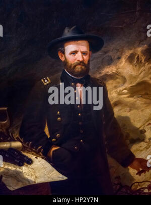 Ulysses S Grant (1822-1885), portrait of the Union Army General and 18th US President by Ole Peter Hansen Balling, oil on canvas, 1865 Stock Photo