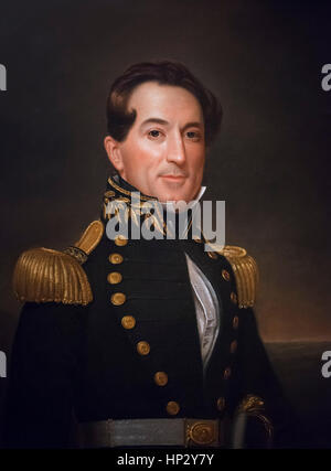 Admiral Farragut. Portrait of United States Navy Admiral, David Glasgow Farragut (1801-1870) by William Swain, oil on canvas, 1838 Stock Photo