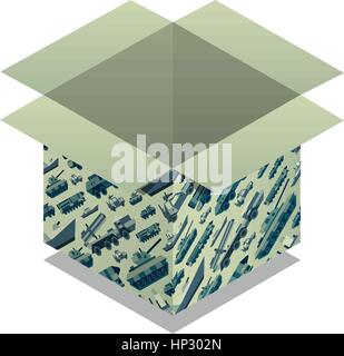 Isometric gift for day of defenders of fatherland. Stock Vector